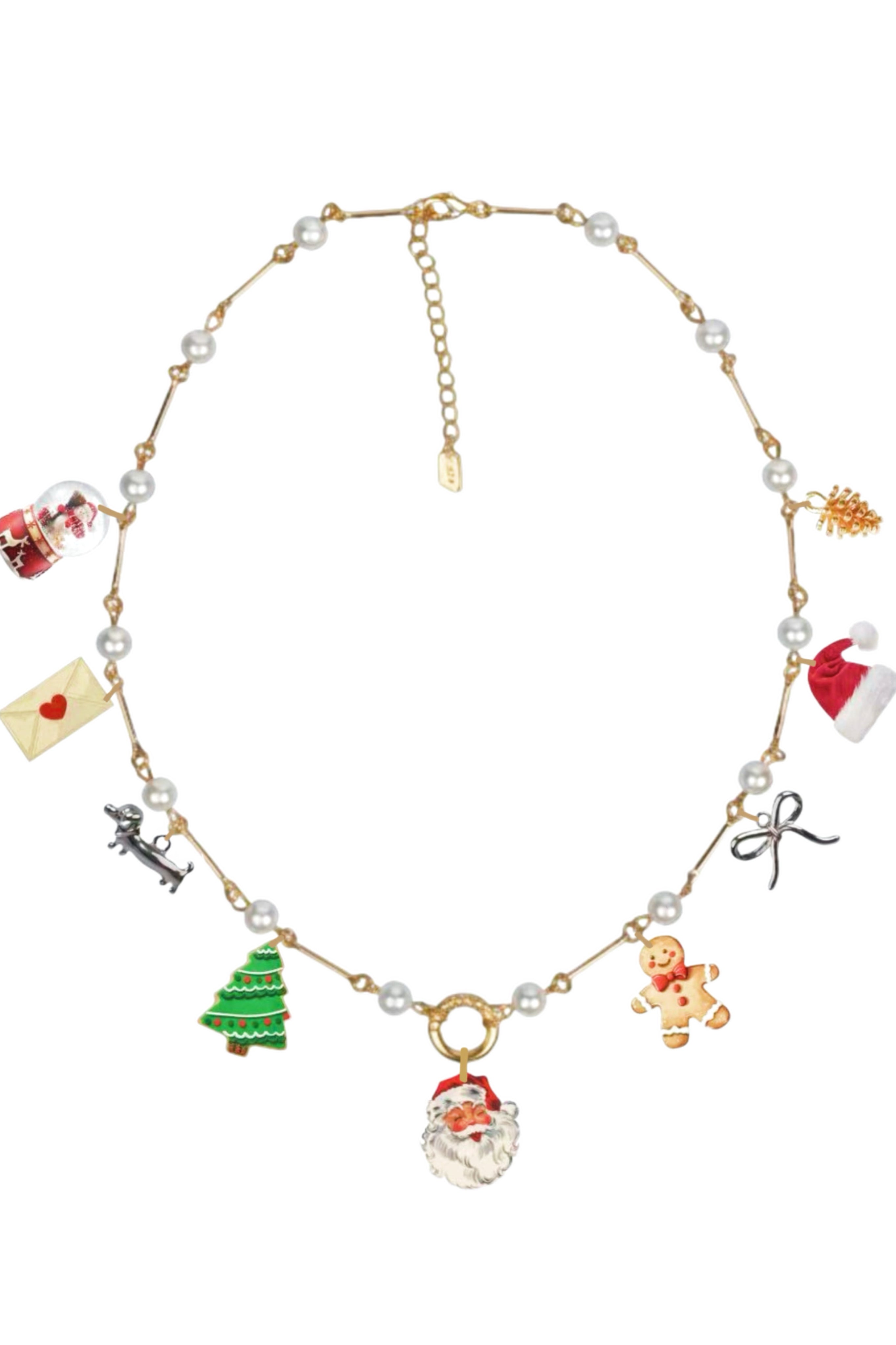 Christmas Charm Pearl Necklace – Festive Holiday Edition