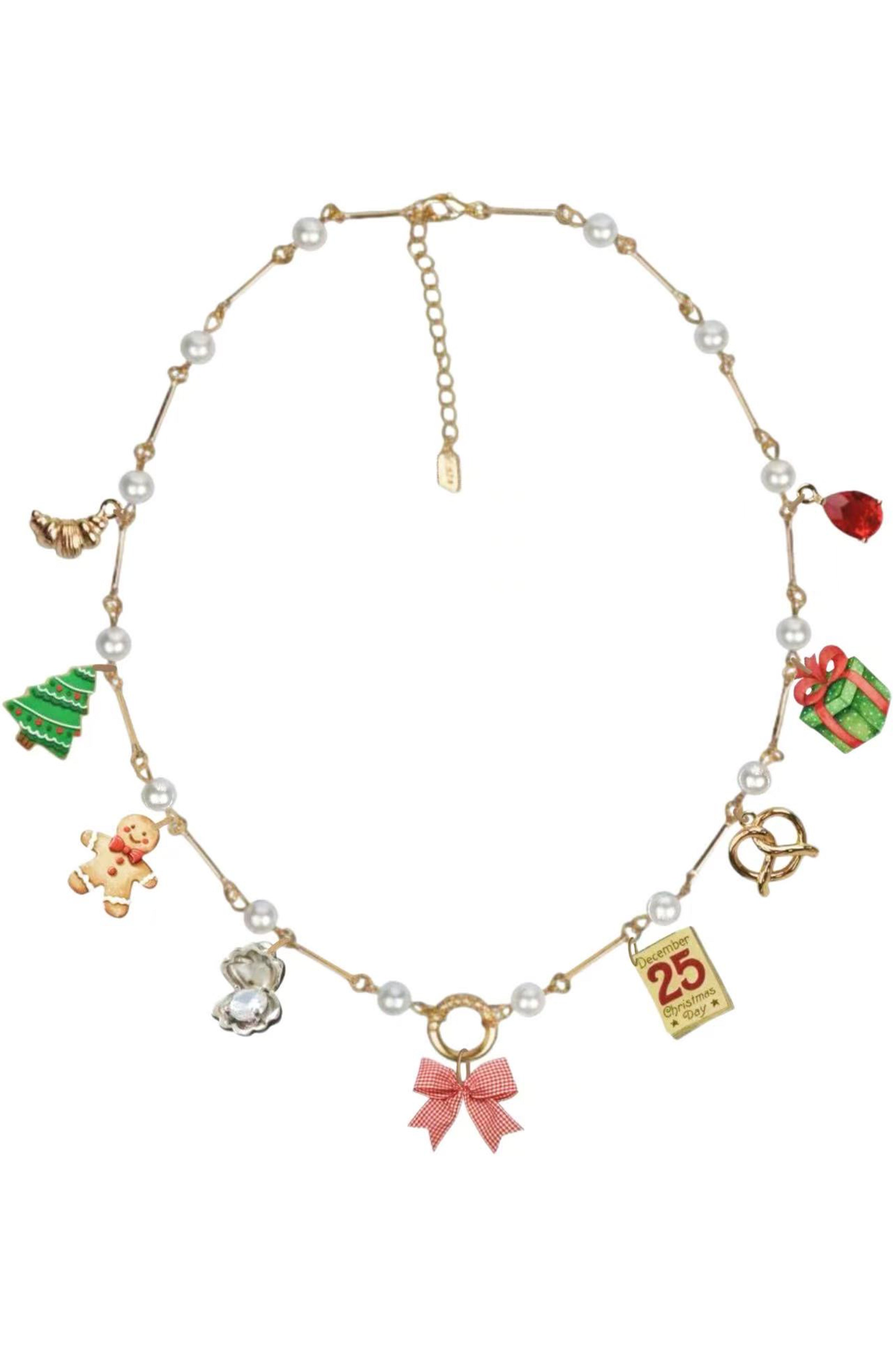 Christmas Day Charm Pearl Necklace – Limited Holiday Edition